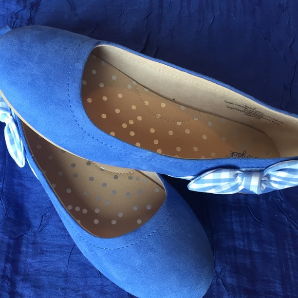 Jack & Jill Blue Flats with Gingham Bows - Picture 4 of 5